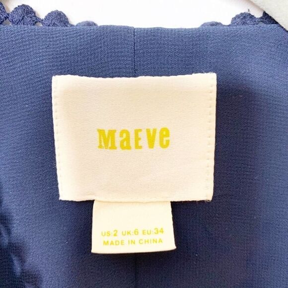 Maeve Womens Navy Fringe Hem Sleeveless Round Neck Cocktail Shift Dress Size 2 - Picture 7 of 10